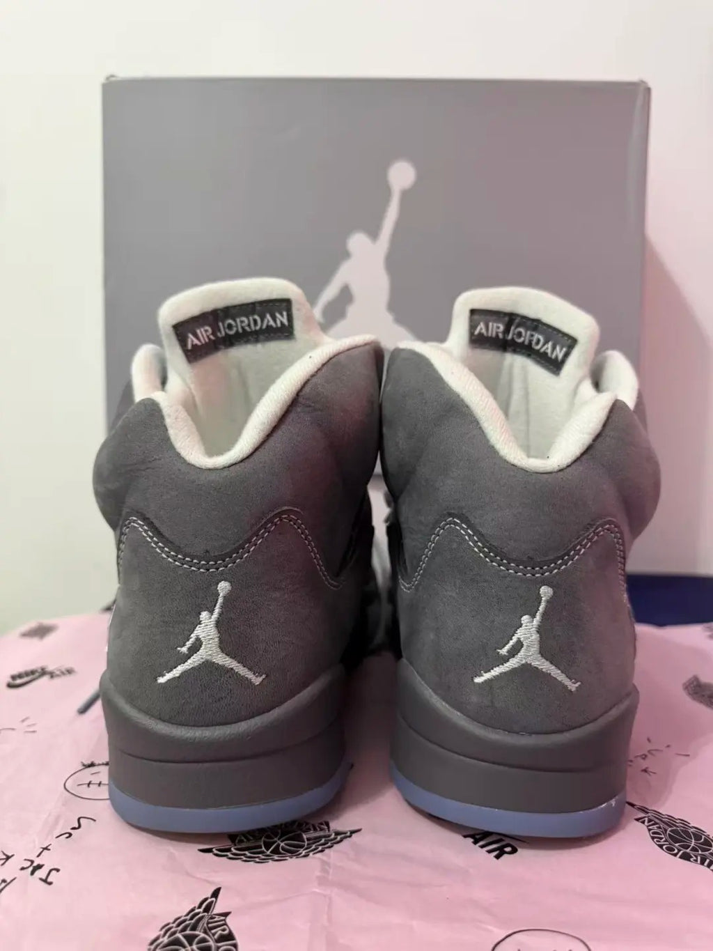 Grey Blue Mid Top Sneakers Men Retro Basketball Shoes