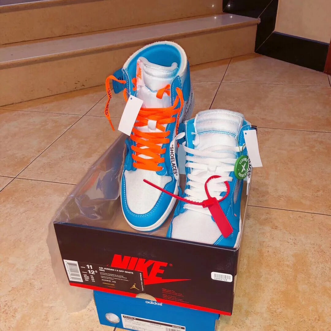 Blue White High Top Sneakers Men Retro Basketball Shoes
