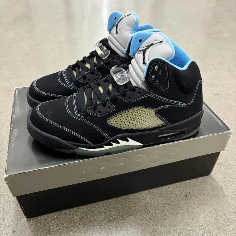 Black Blue Mid Top Sneakers Men Retro Basketball Shoes