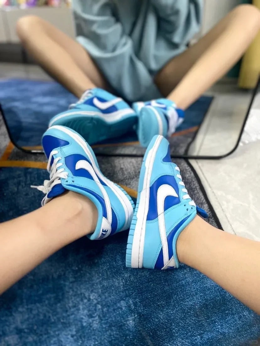 Blue White Low Top Sneakers Men Retro Casual Skate Shoes