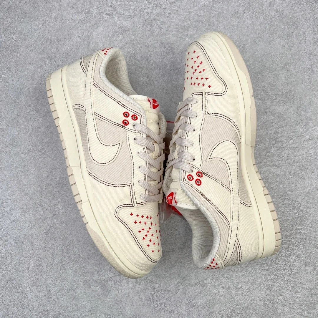 Cream Red Low Top Sneakers Men Retro Casual Skate Shoes