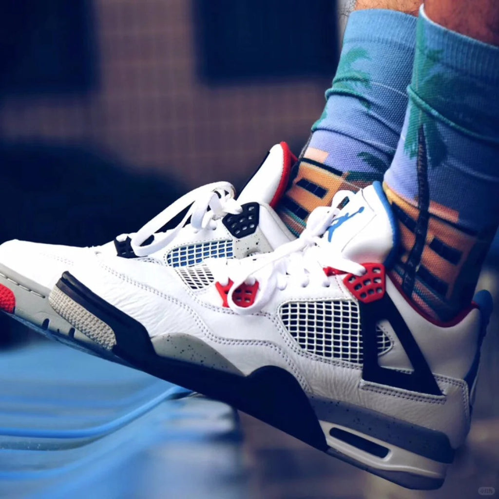 Red White Black Blue High Top Sneakers Men Retro Basketball Shoes