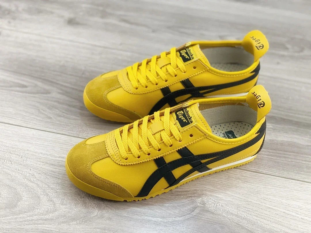 Yellow Black Low Top Sneakers Men Retro Casual Shoes