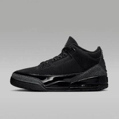 Black Mid Top Sneakers Men Retro Basketball Shoes