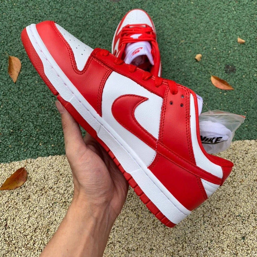 White Red Low Top Sneakers Men Retro Casual Skate Shoes