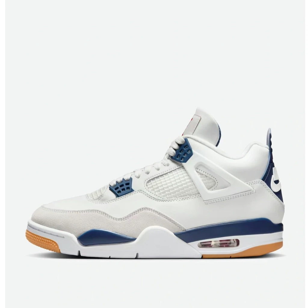 White Navy High Top Sneakers Men Retro Basketball Shoes