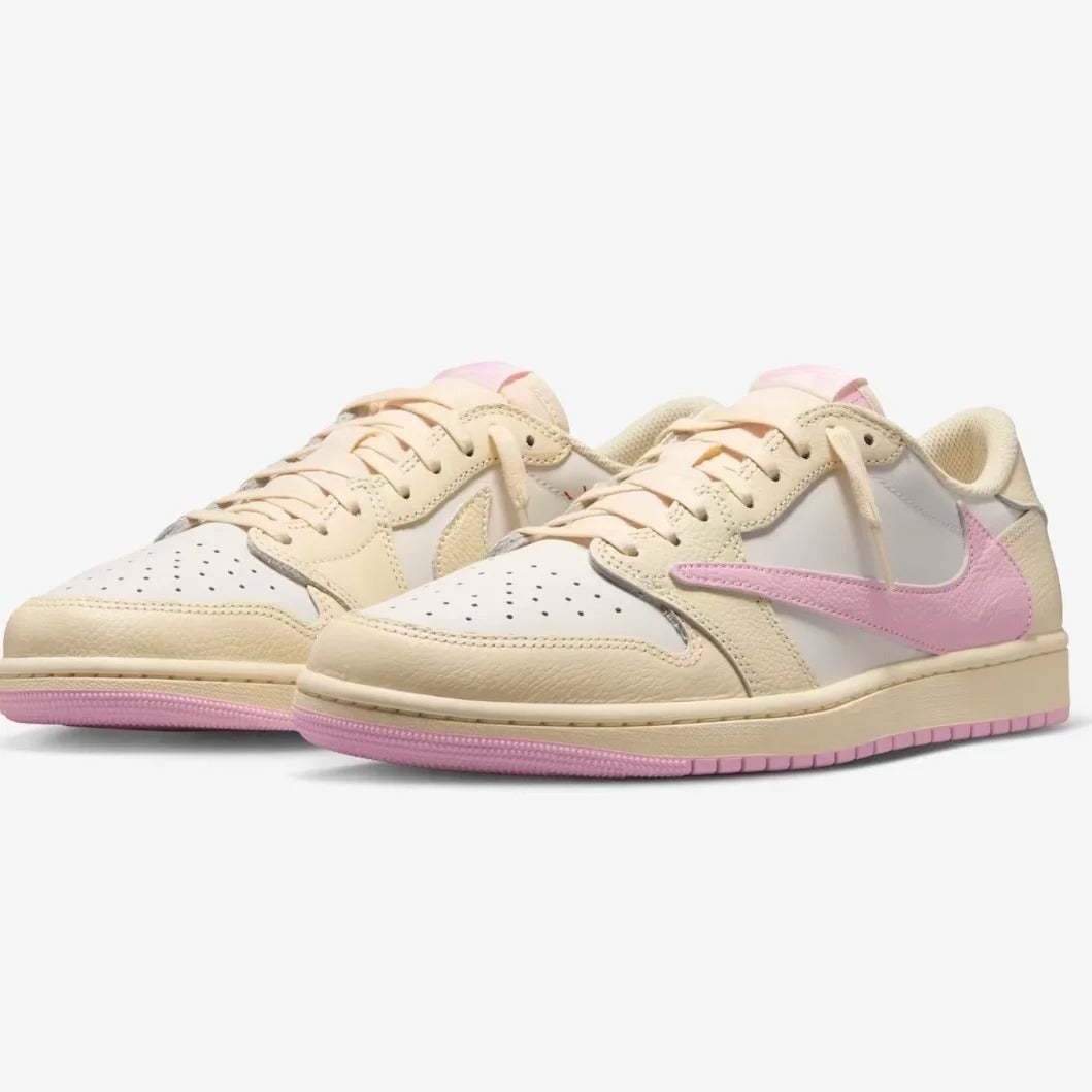 Cream Pink Low Top Sneakers Men Retro Casual Skate Shoes